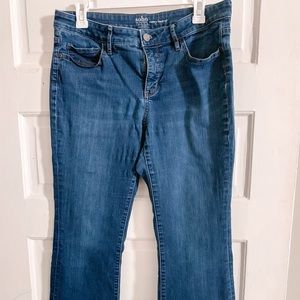 Medium wash curvy-bootcut jeans